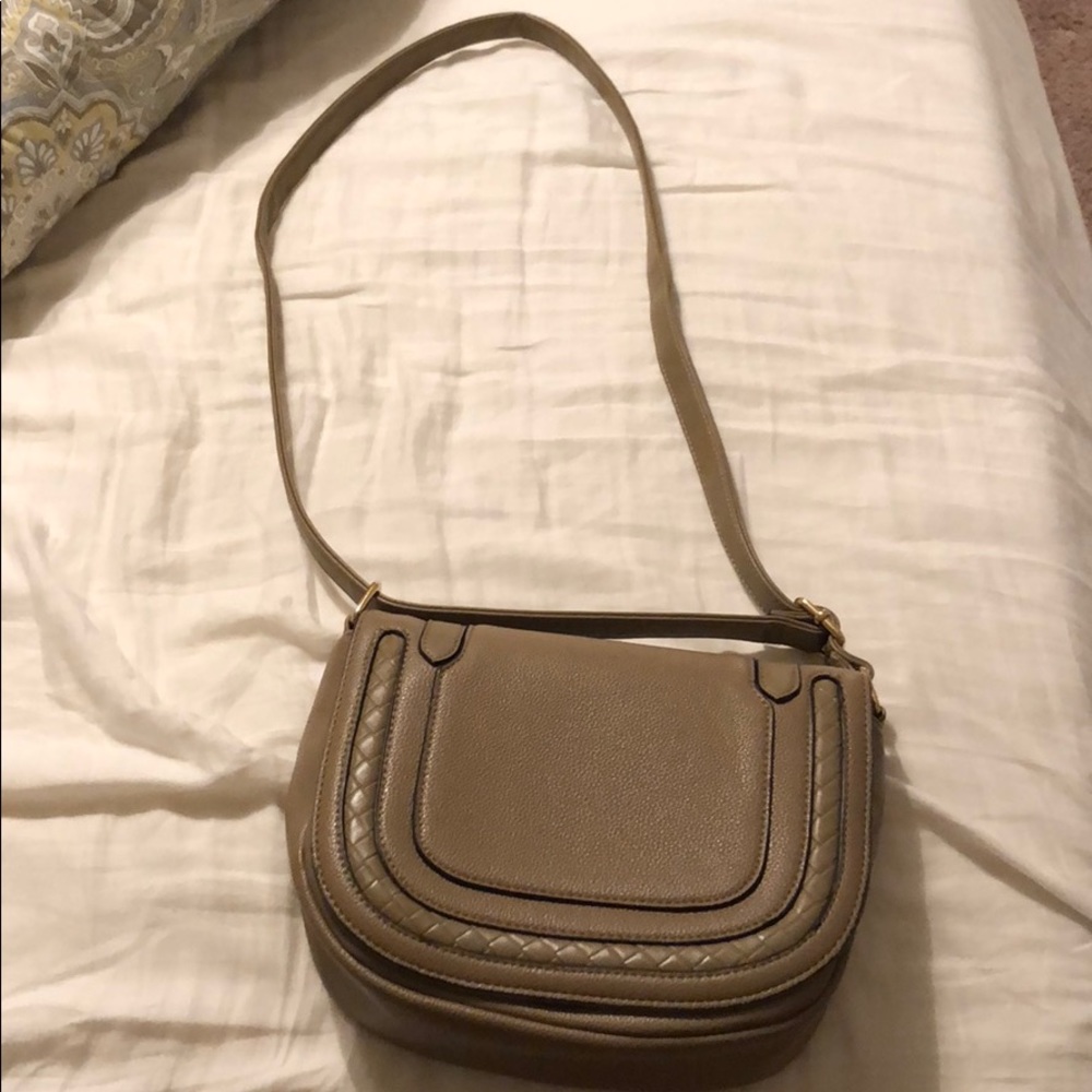 Beige leather cross body bag